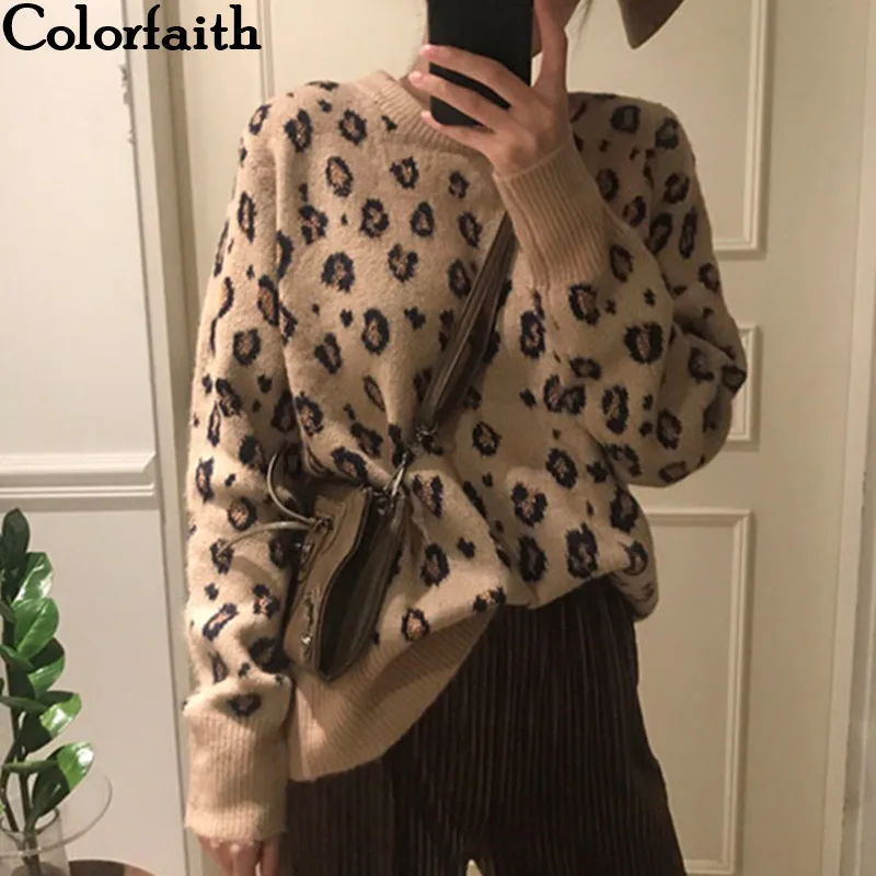 Свитер женский оверсайз с леопардовым принтом на осень/зиму SW9539 | Женская одежда