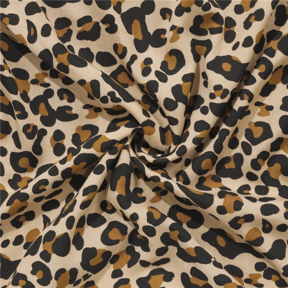 

Summer Short Floral Dress 2021 New Half Sleeve Print Pleated Ladies V Neck Casual Leopard Oversize Dress For Women