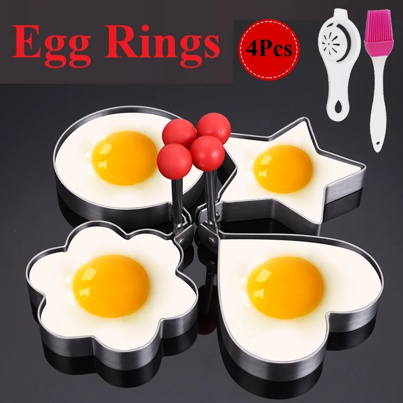 8/5/4/3/2Pcs/Set Egg Rings Fried Mold Non-stick Personality Creative Stainless Steel Large Art Cookie Accessorie Kitchen | Дом и сад