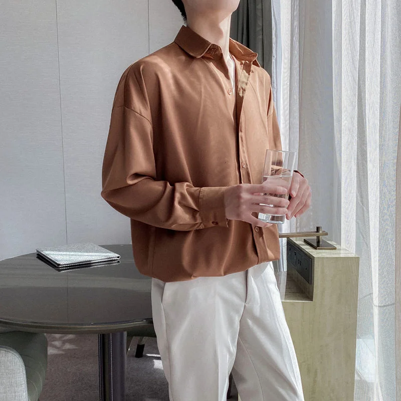 

Autumn Multicolor Dress Shirts Men Fashion Society Mens Formal Shirts Korean Loose Long-sleeved Shirts Men Casual Shirts S-XL