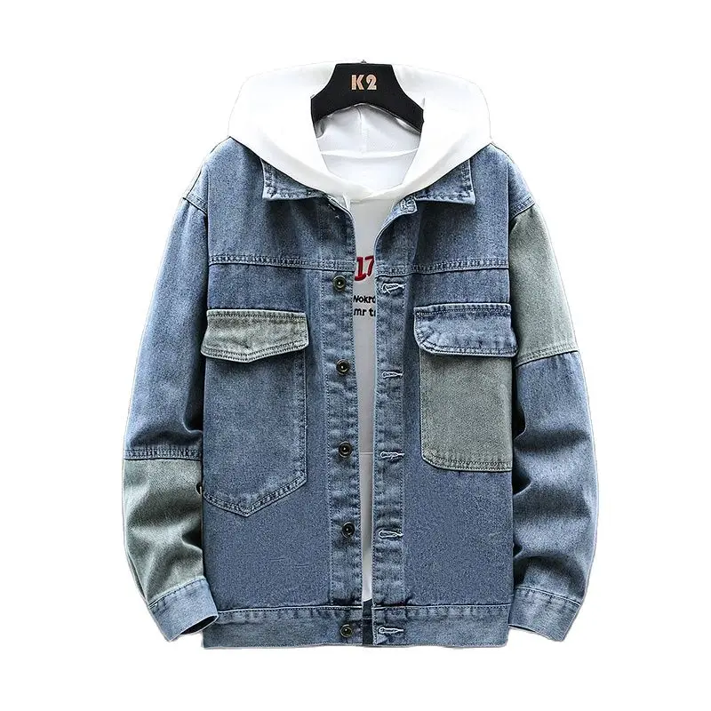 

Джинсовая куртка мужская с вышивкой, повседневная ковбойская куртка, модная джинсовая одежда, черный и синий цвета, весна-осень
