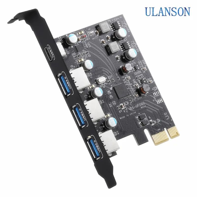 

ULS USB 3.0 PCI-e Card 4 Ports Type C (1), Type A (3 ) PCI Express Expansion Card for Windows Mac Pro
