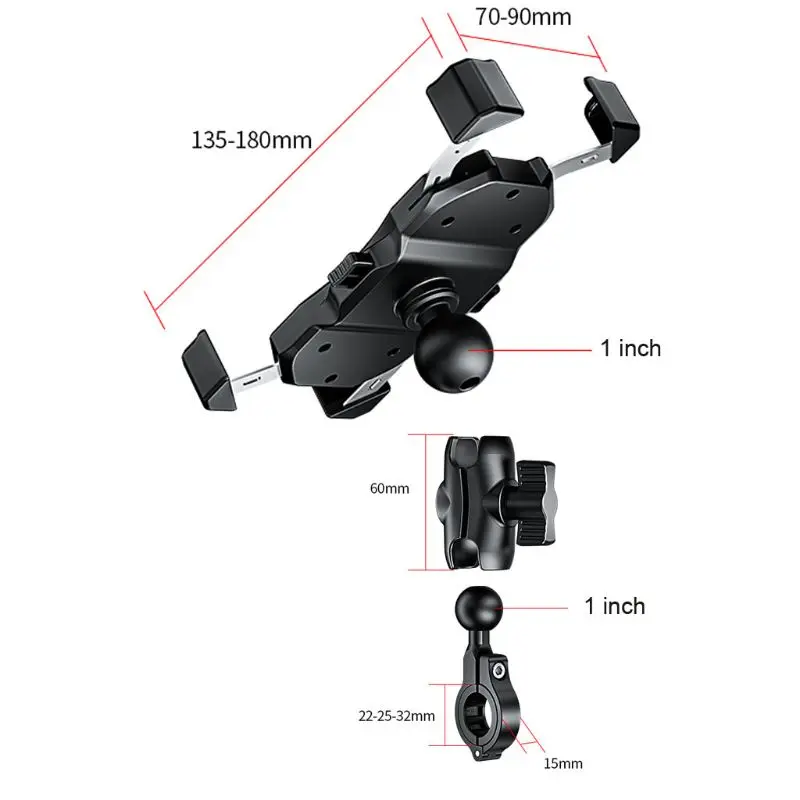 

360 Bike Motorcycle Mobile Phone Holder Cradle Clamp Mount for 4-6.5\" Cellphone L4MA