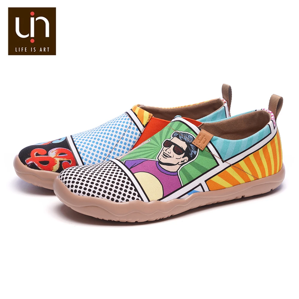 UIN/Мужская парусиновая обувь с рисунком комиксов модная повседневная на плоской