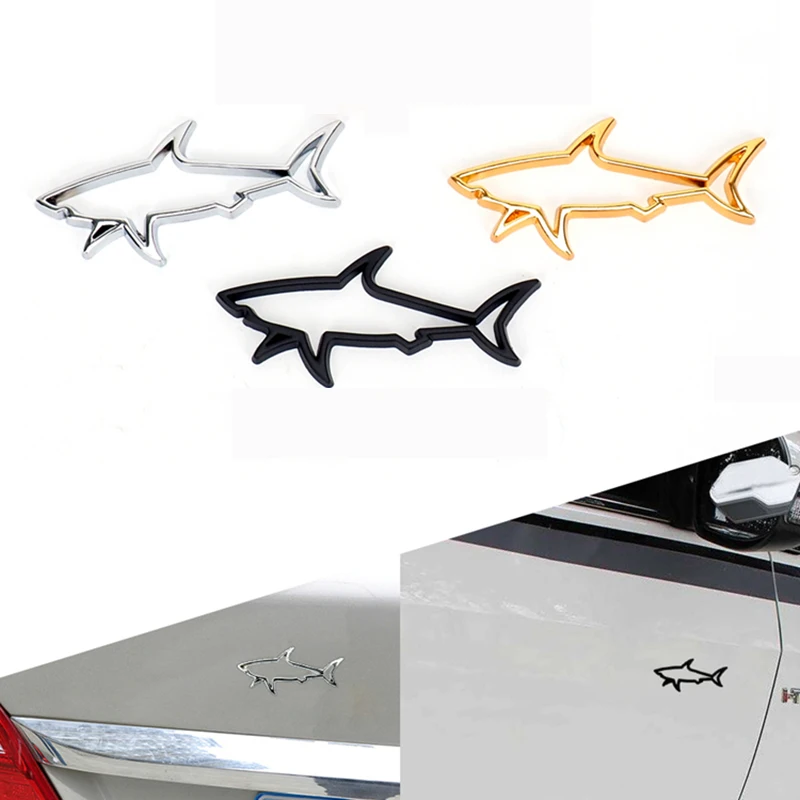3D стерео Автомобильная наклейка персональные металлические полые акулы