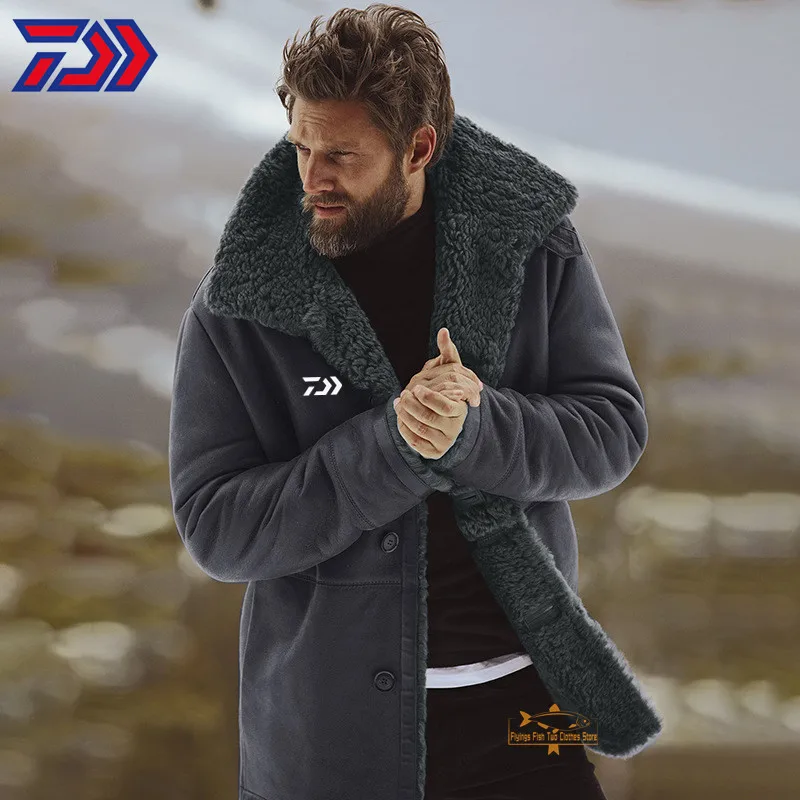 

Одежда Daiwa, хлопковые мужские зимние Бархатные куртки, Рыболовные костюмы, теплые куртки, уличное пальто для кемпинга, подледной рыбалки, ве...