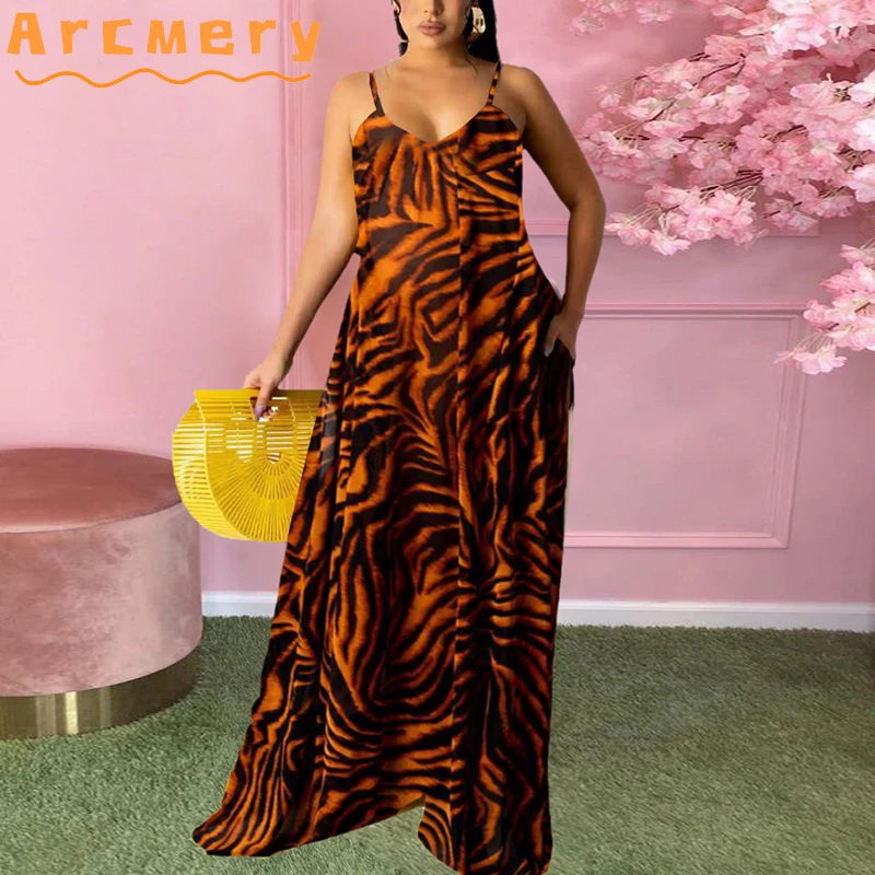 

Women Plus Size Loose Floral Printed Sleeveless Maxi Dress