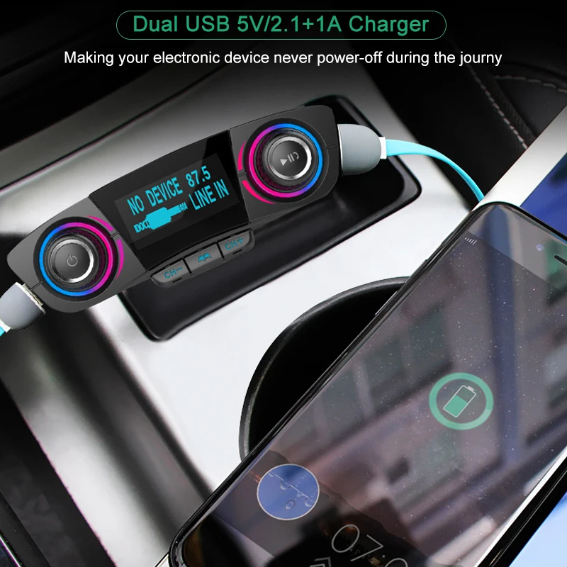 Fm передатчик Aux модулятор аудио Handsfree Bluetooth Автомобильный MP3 плеер с Умной
