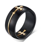 Разделяемое кольцо с крестом для мужчин и женщин, черного цвета, из нержавеющей стали, крутое, повседневное, удаляемое, дизайнерское, ювелирное, обручальное кольцо Anillos bague