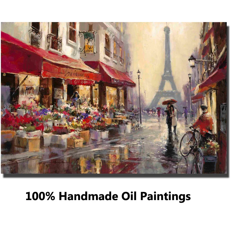 

Impressionist Landscape Oil Painting Street Art April in Paris Brent Heighton Handmade Canvas Artwork French Romantic Wall Decor