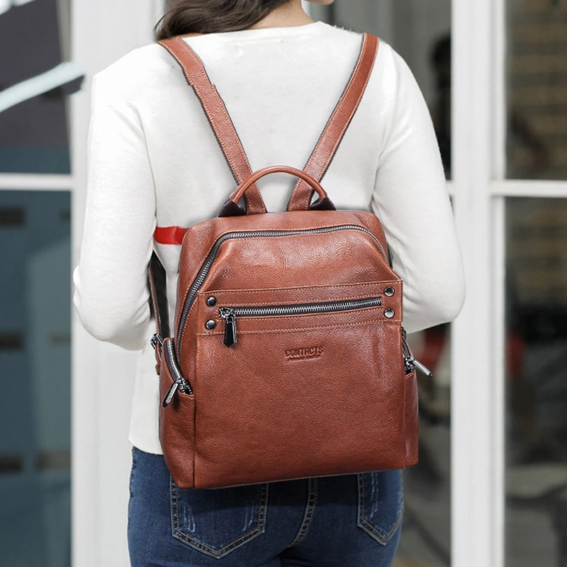 

Luxury Genuine Leather Women's Backpack Multi-function for 7.9 Inch IPAD Female Fashion Backpacks Bag Pack 20-35 Litre