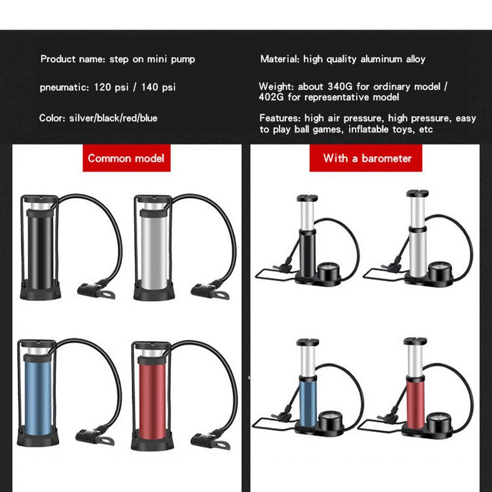 Насос для мотоцикла и велосипеда с манометром портативный напольный воздушный