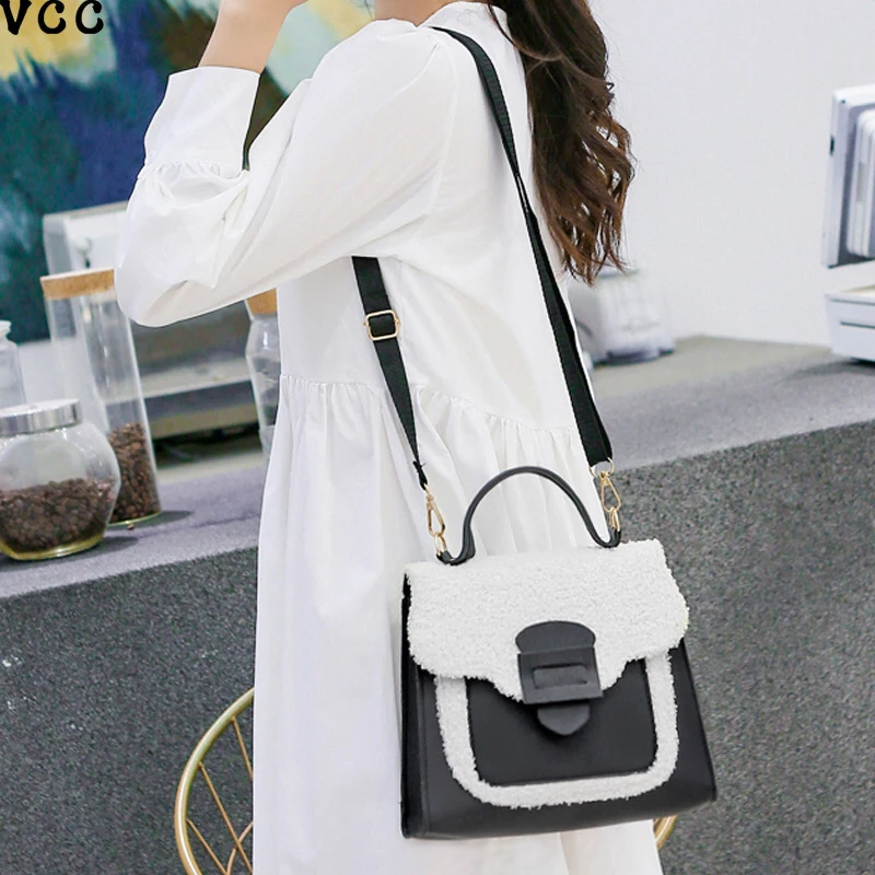

The New Lamb Fur Backpack Cute Sweet Plush Hit Color Women's Bag Women's Backpack Multi-function Cross-body Portable Women's Bag