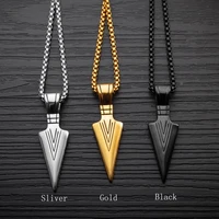 new fashion mens pendant necklace stainless stell chain vintage spearhead shape man hip hop jewelry 22inch