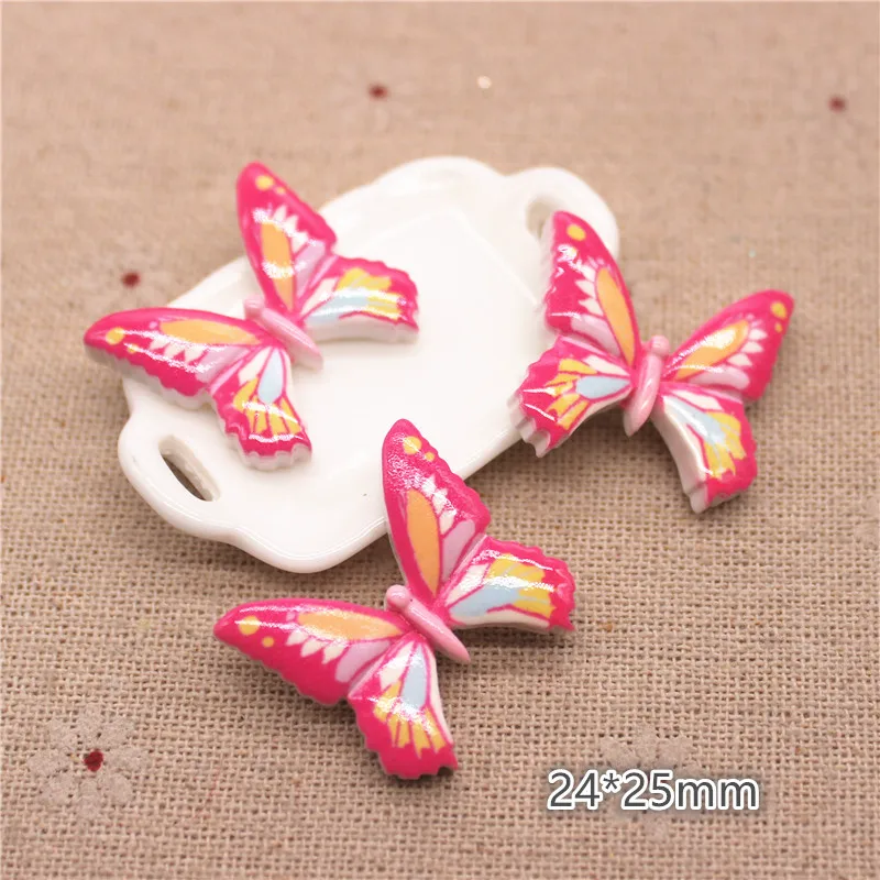 10pcs 24*25mm Cute Resin Butterfly Flatback Cabochon for Kids Clip DIY Hair Ornament Decoration Phone Case Scrapbook | Дом и сад