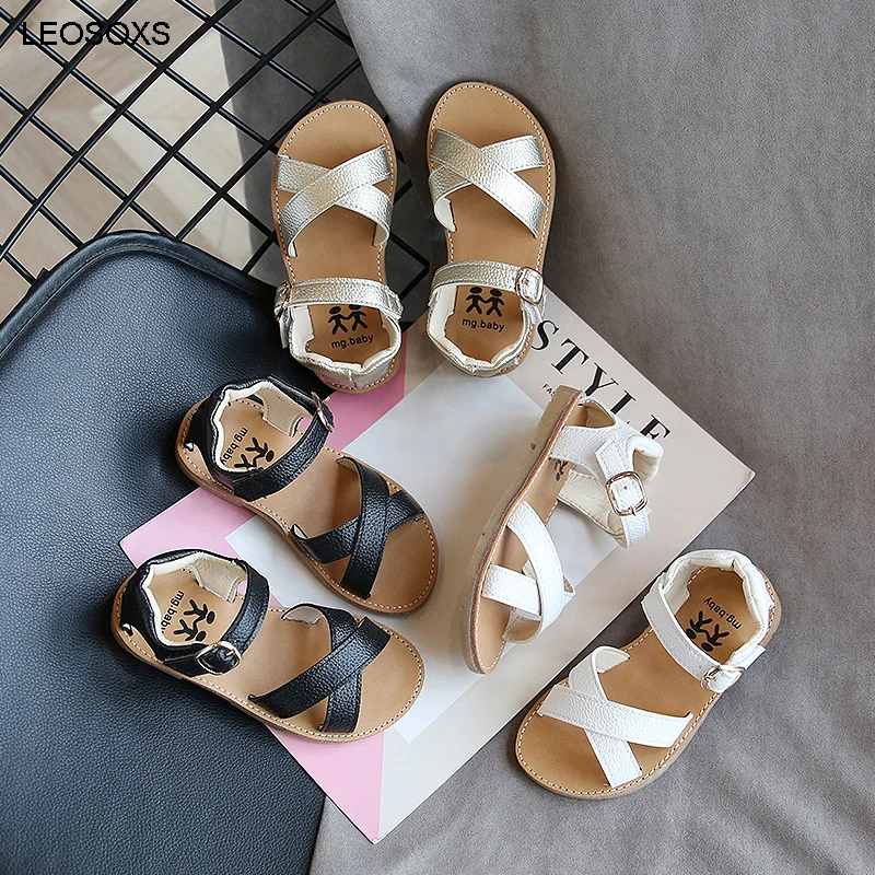 

Children's Sandals Korean Fashion Cross Comfort Soft Sole Sandals 2021 Summer Casual Beach Shoes For Girls