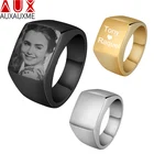 Парные кольца Auxauxme для влюбленных, кольцо из нержавеющей стали с фотографией имени индивидуальная гравировка, Крутое обручальное ювелирное изделие для женщин и мужчин