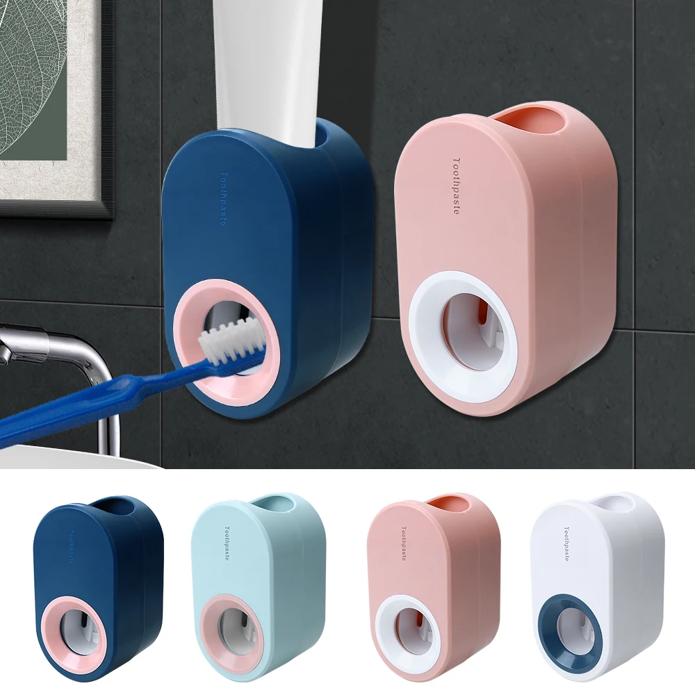 

Wall Mounted Toothpaste Squeezer Dust-proof Bathroom Accessories Toothbrush Holder Storage Rack Automatic Toothpaste Dispenser
