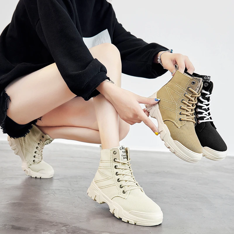 Женские ботинки повседневные ботильоны на низком каблуке дышащая легкая зимняя