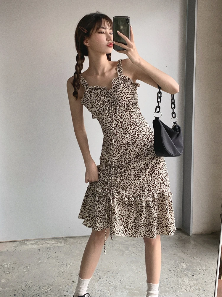 

Sexy dress fashion dresses women casual summer 2021 strap dress Leopard Print bodycon Short Sleeve Wrap Party midi dress