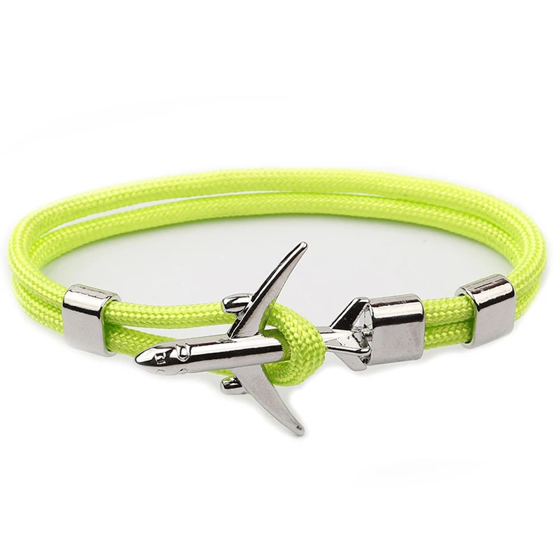 Высокое качество Серебряный Зеленый браслет с самолетом многослойная