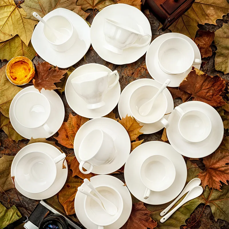 Кофейная чашка из чистого белого костяного фарфора керамические простые