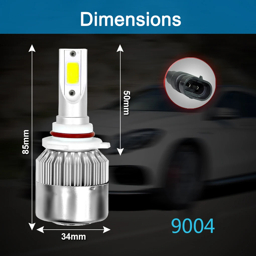 2 шт. 36 Вт C6 6000K холодный белый H1 H3 H4 H7 H8 880 9005 9004 9006 9007 светодиодный фары лампы 3800LM фары дальнего и ближнего света фара головного света