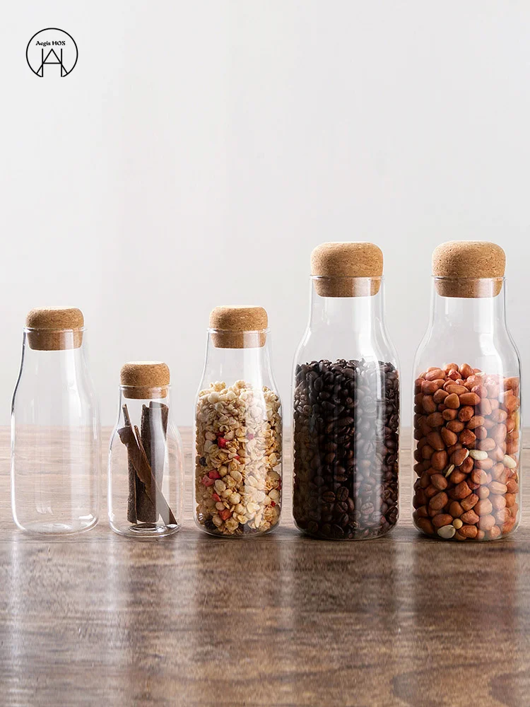 

Пробковая стандартная герметичная банка, прозрачная стеклянная банка для хранения конфет, бытовая бутылка для хранения сухофруктов и мног...