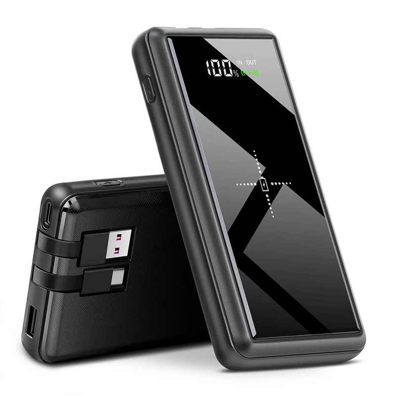 Внешний аккумулятор на 25000 мА · ч со встроенным USB кабелем типа C внешний