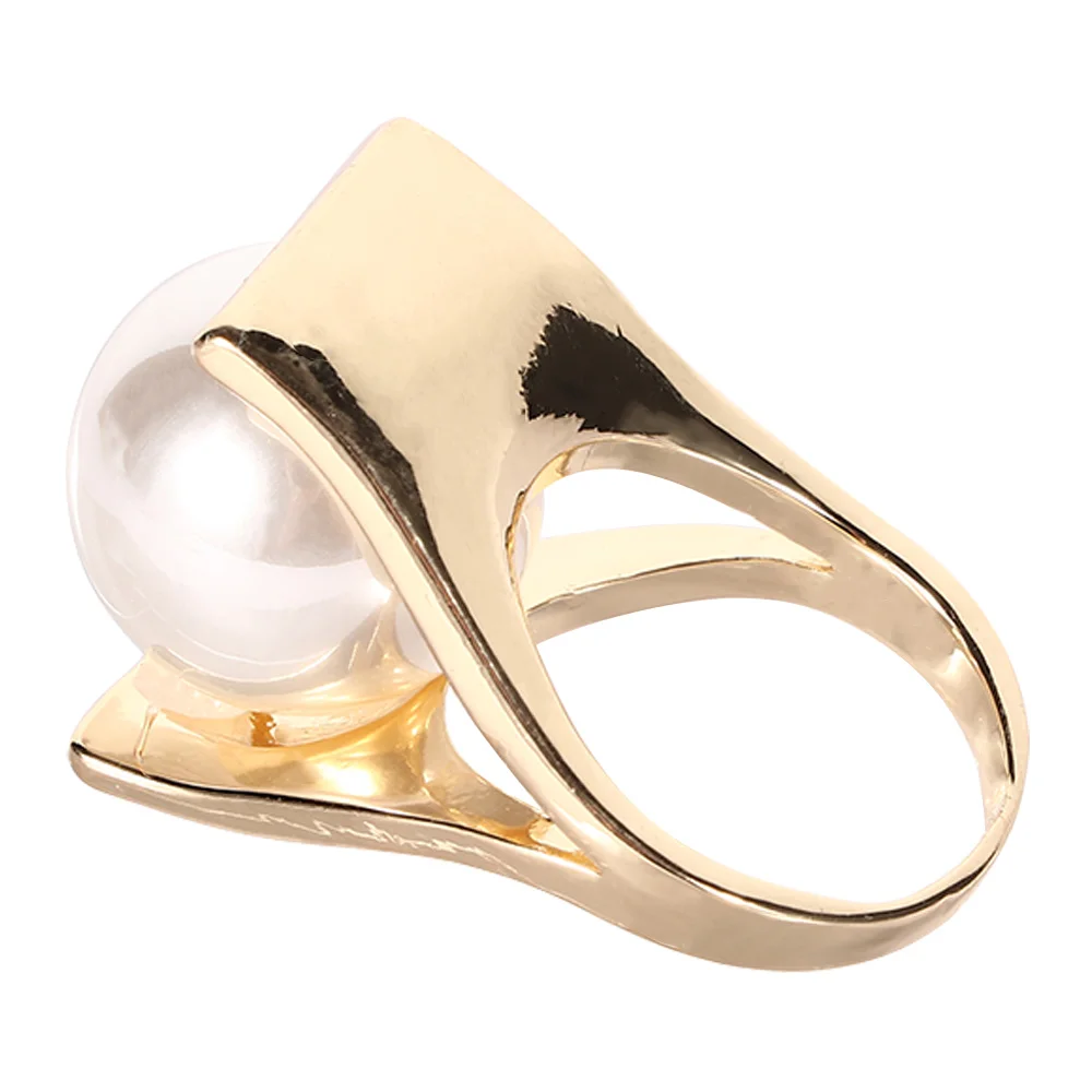 

Gold Large Pearl Ring for Women Fashion personality White Big Pearl Party Rings Jewelry