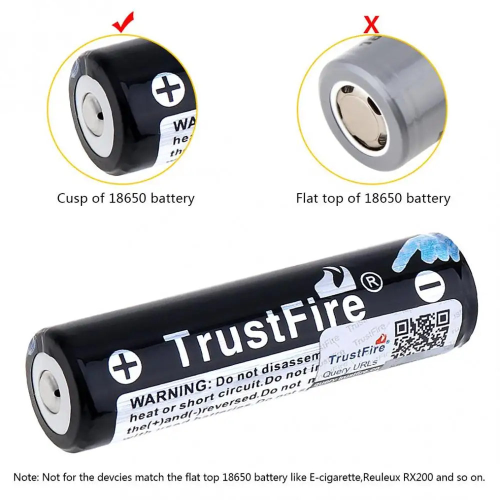TrustFire Protected TF 18650 3 7 В 2600 мАч Литий-ионная аккумуляторная батарея с