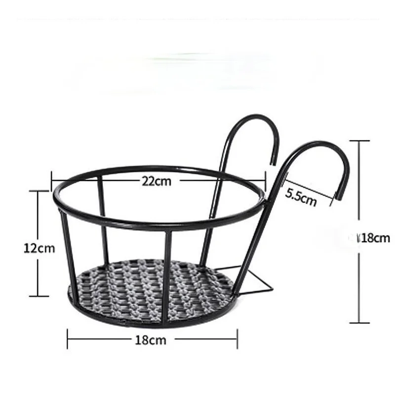 

1Pc Balcony Hanging Plant Racks Balcony Round Flower Pot Rack Railing Fence Outdoor Window Iron Bonsai Pot Stand Decoration