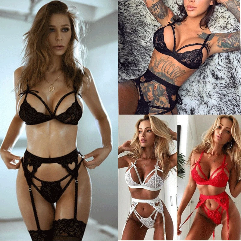 3 шт./компл. комплект сексуального белья + подвязка сексуальные костюмы