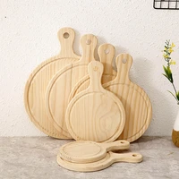 pine round pizza tray 8 inch 9 inch 12 inch wooden baking handle pizza plate solid wood pizza tray dinner set plates and dishes
