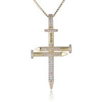 nail cross jesus necklace christ pendants bling bling cz fashion jewelry for women hip hop charms men 22chain