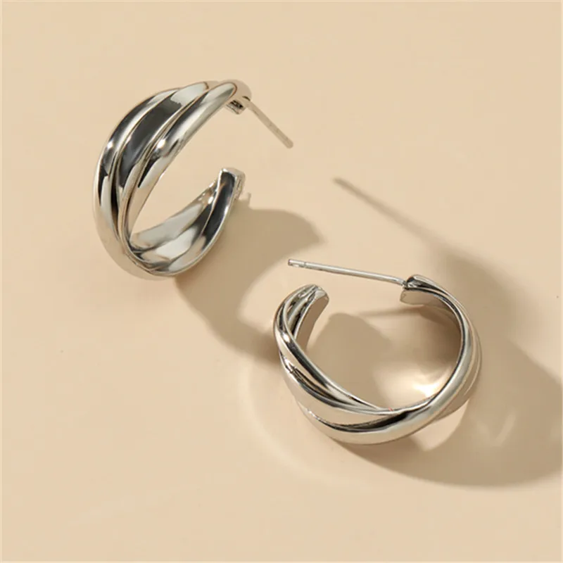 

Fashion C Shape Stud Earrings Minimalist Metal Geometric Earrings Jewelry