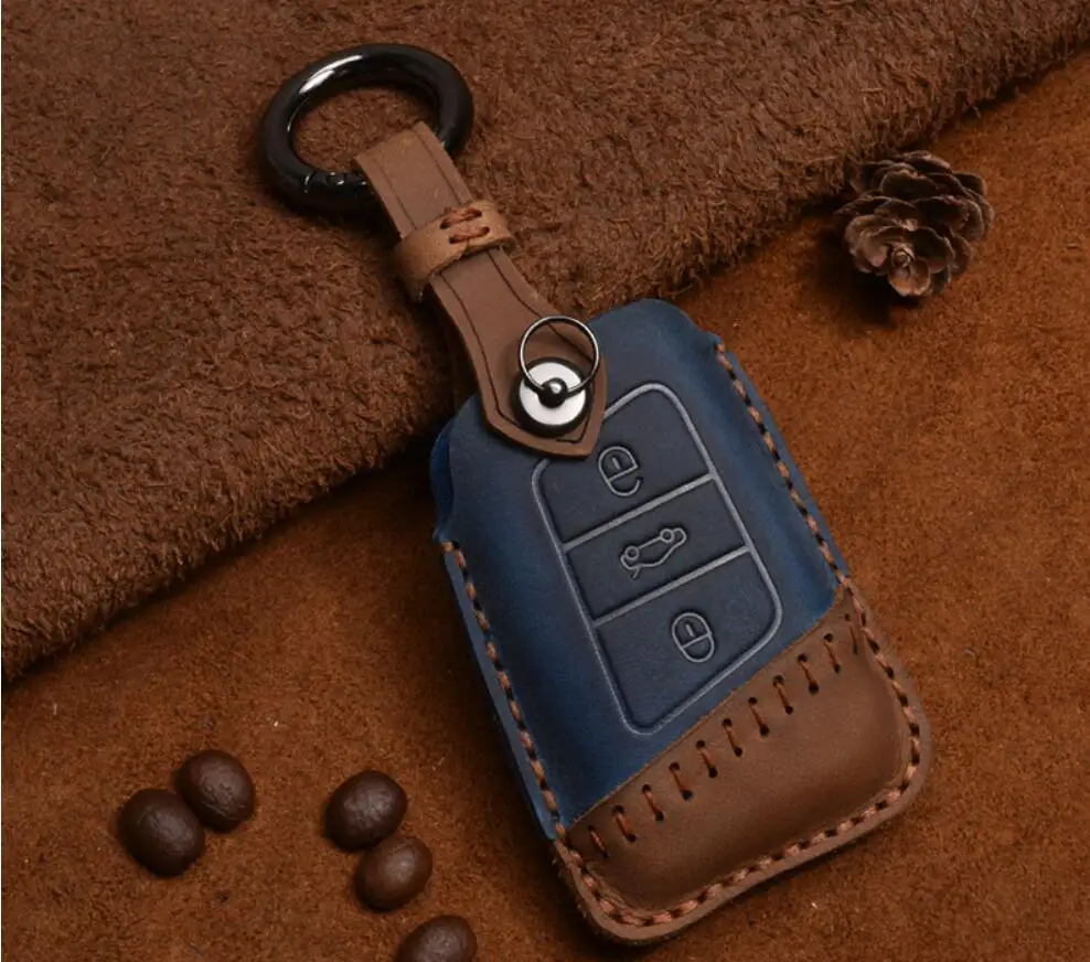 Модный автомобильный чехол для ключей из натуральной кожи VW Passat B8 CC Magotan SKoda A7 Octavia