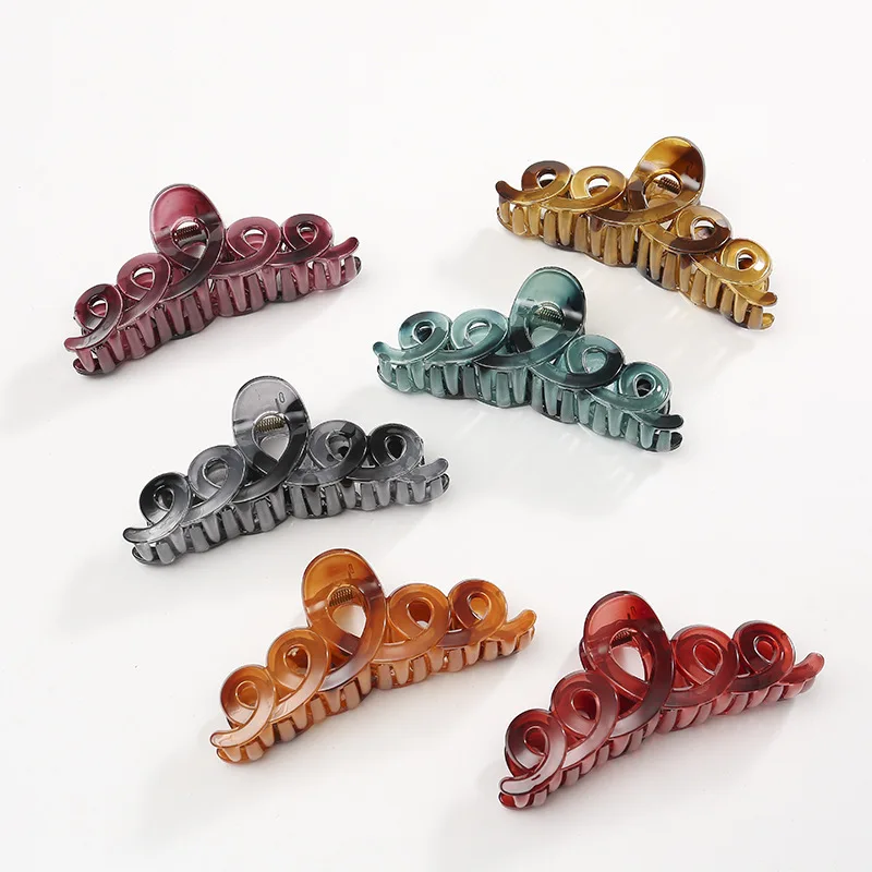 

Новые винтажные большие заколки для волос, элегантные акриловые заколки, красные заколки-крабы, заколки для волос, головные уборы для женщи...