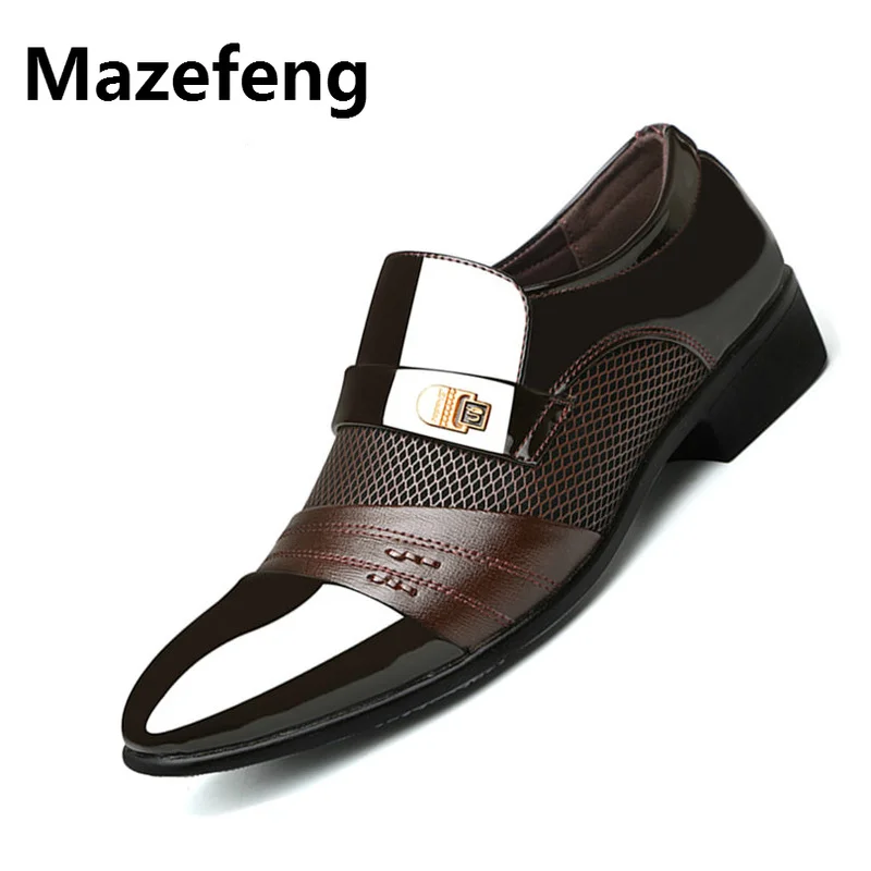 Летние Мужские модельные туфли мужские официальные на плоской подошве размера