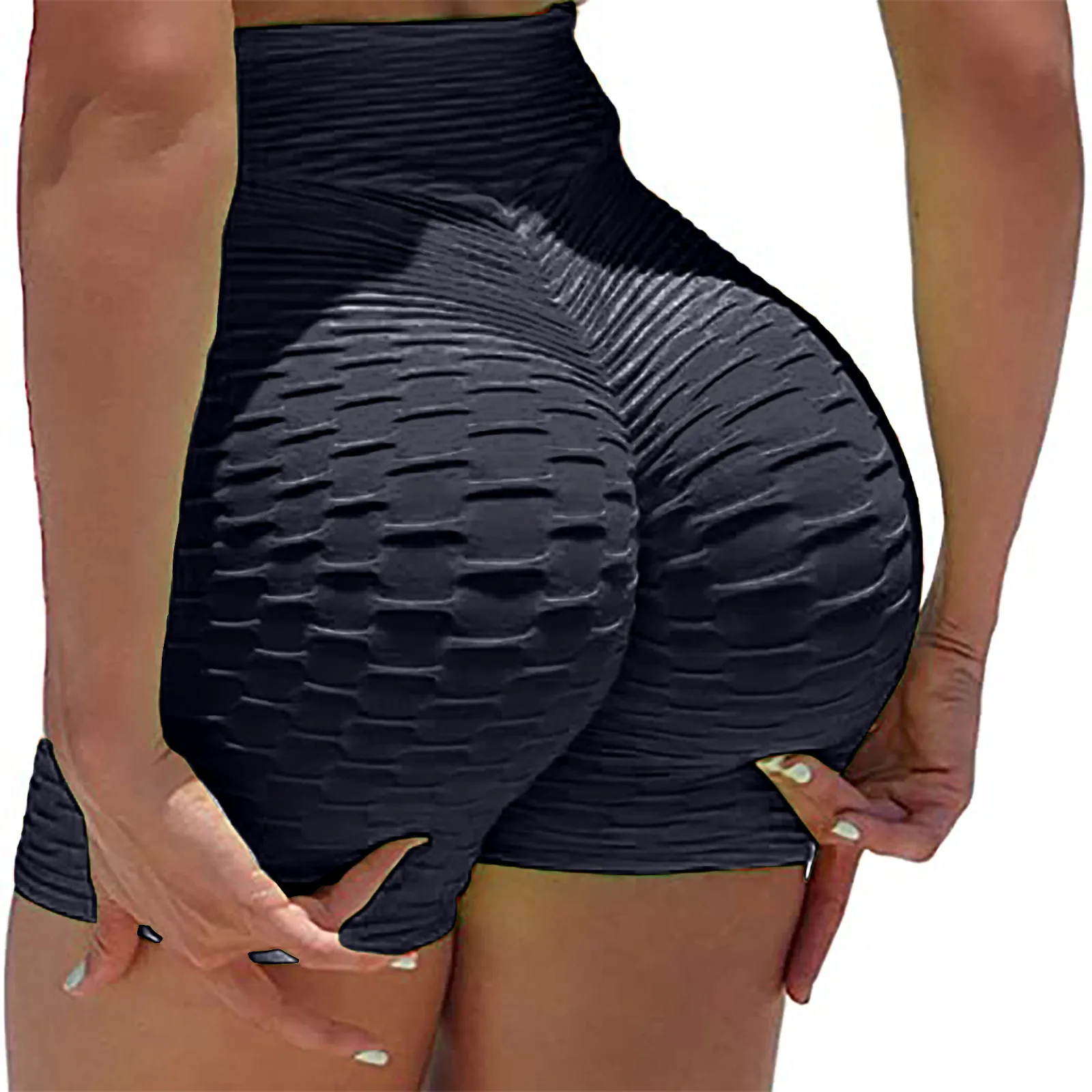 

NEW Women Summer Shorts High Waist Hip Tight Leggings Stretch Running Fitness Yo-ga Wrinkled Sexy Sports Biker Shorts Women