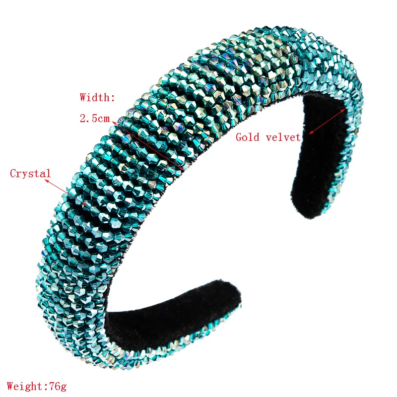 

Colorful Crystal Headband Shiny 2.5cm Width 5 Colors Headwear Elegant Thick Sponge Hair Band Hair Accessories for Woman