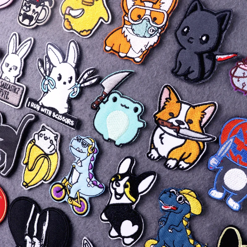 Hippie Animal Applique Embroidered Patches For Clothing Thermoadhesive Cat Rabbit Iron On Kids Clothes DIY | Дом и сад