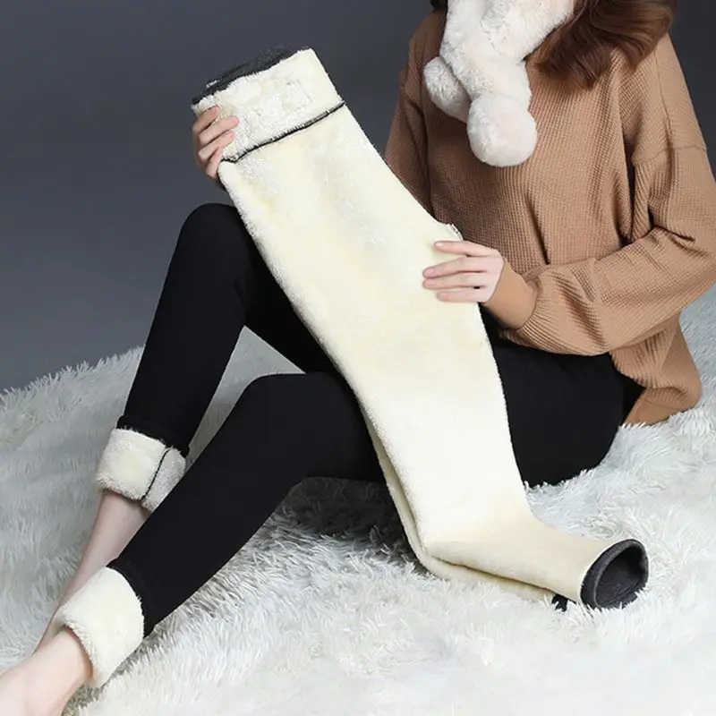 Новые женские зимние теплые брюки толстые плюшевые леггинсы с подкладкой из