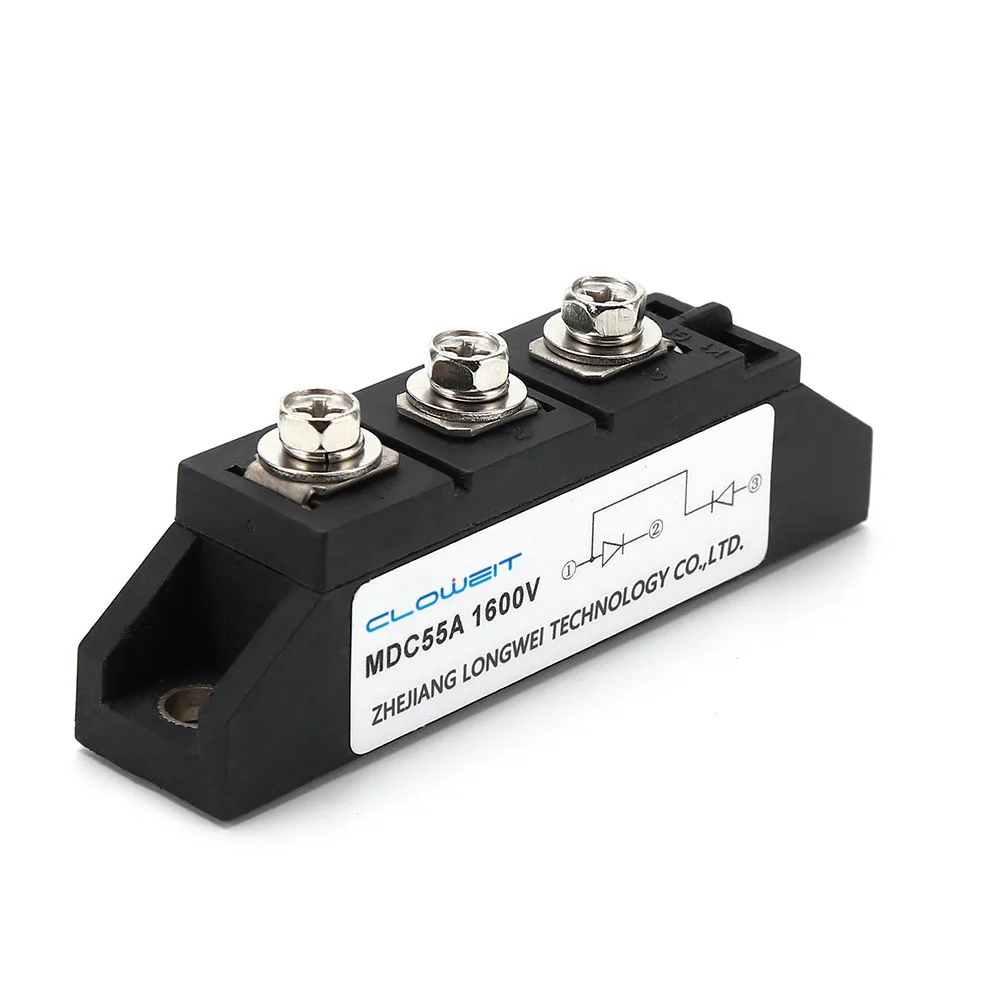 Cloweit Diode Rectifier Module MDC 25A 55A 1600VDC Single Phase Power Semiconductor Relays for AC-DC Motor Control | Лампы и освещение