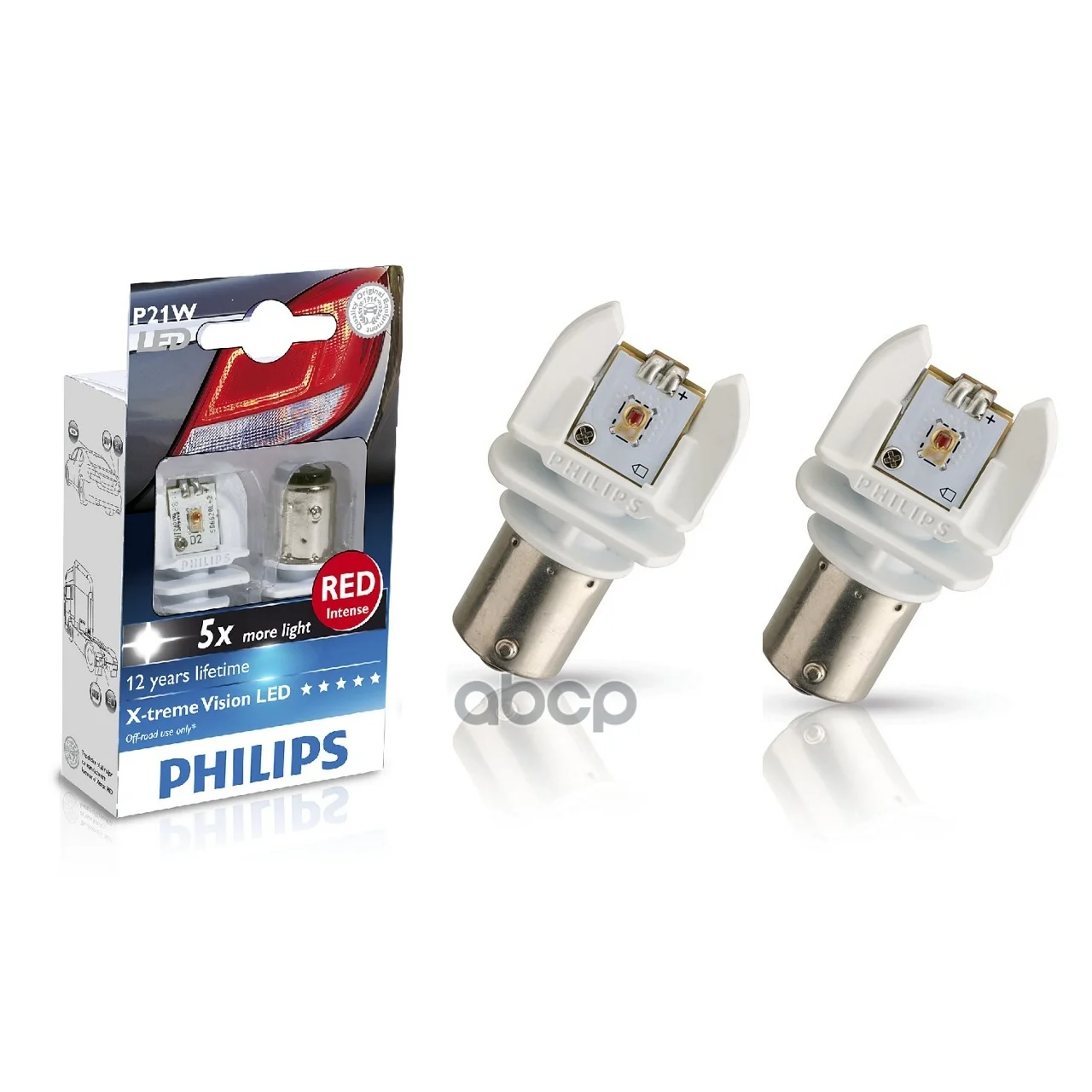Снят С Производства Лампа Светодиодная P21w X-Tremevision Led Насыщенный Красный Bau15s Philips