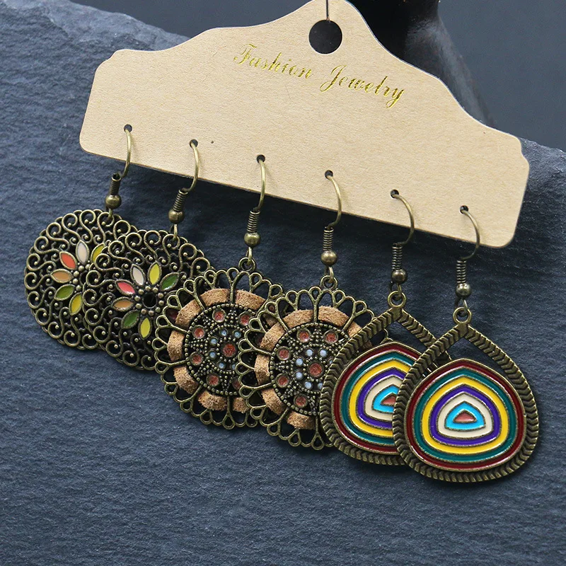 Этнические длинные висячие серьги для женщин винтажные круглые большие 2020