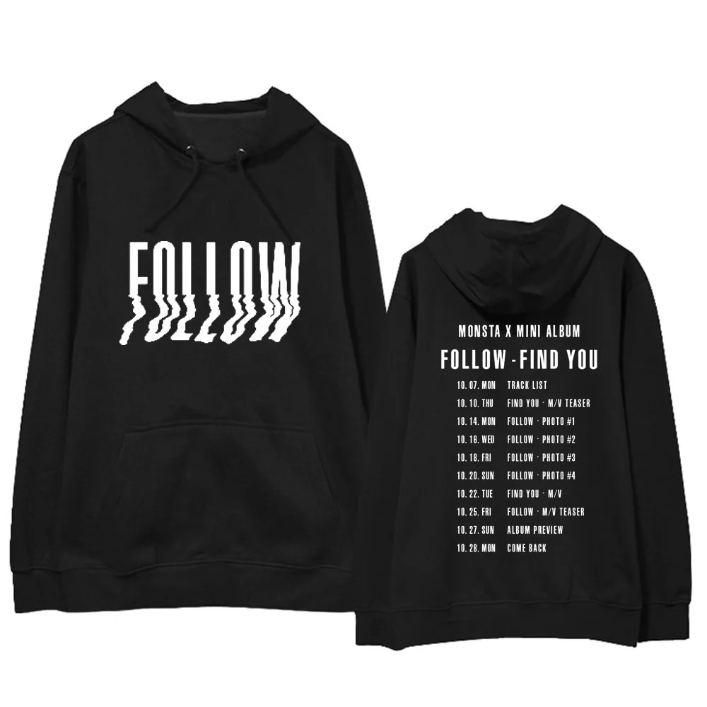 KPOP монста х Толстовка мини альбома Follow Мужская и женская одежда свободная куртка