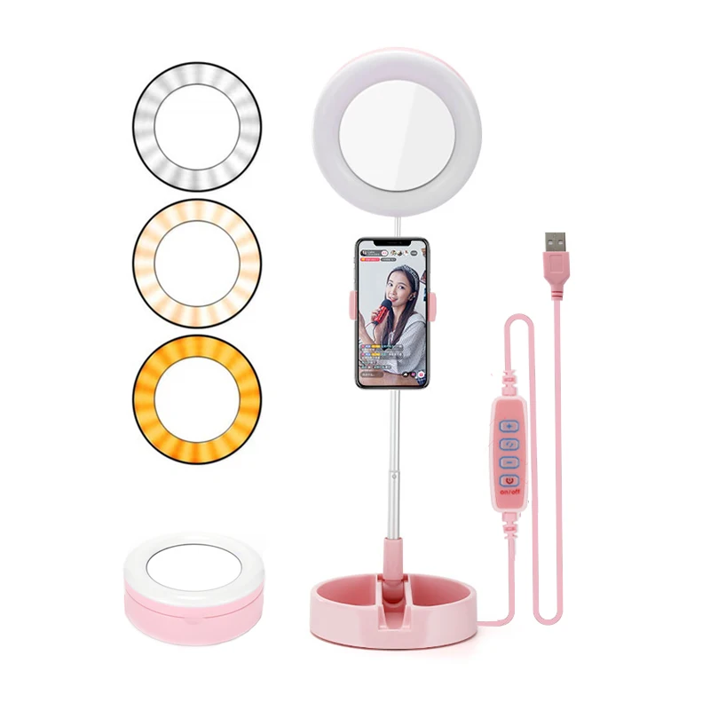 Зеркальный туалетный светильник светодиодный кольцевой s с подставкой