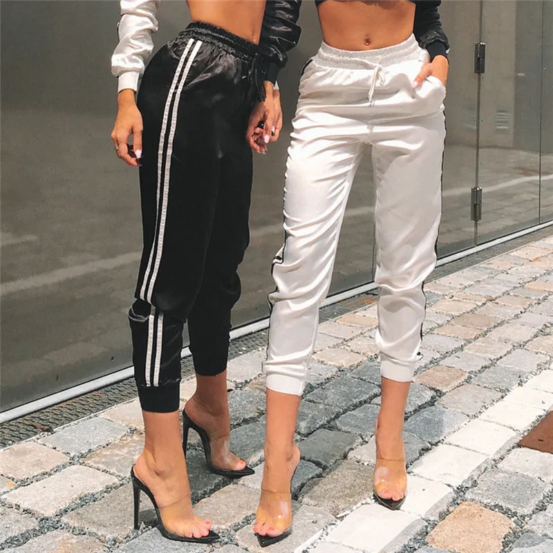 

Casual Sport Pants Women Fahion Comfy Fitness Pants Running Gym Sport High Waist Striped Track Jogging Pants Trousers
