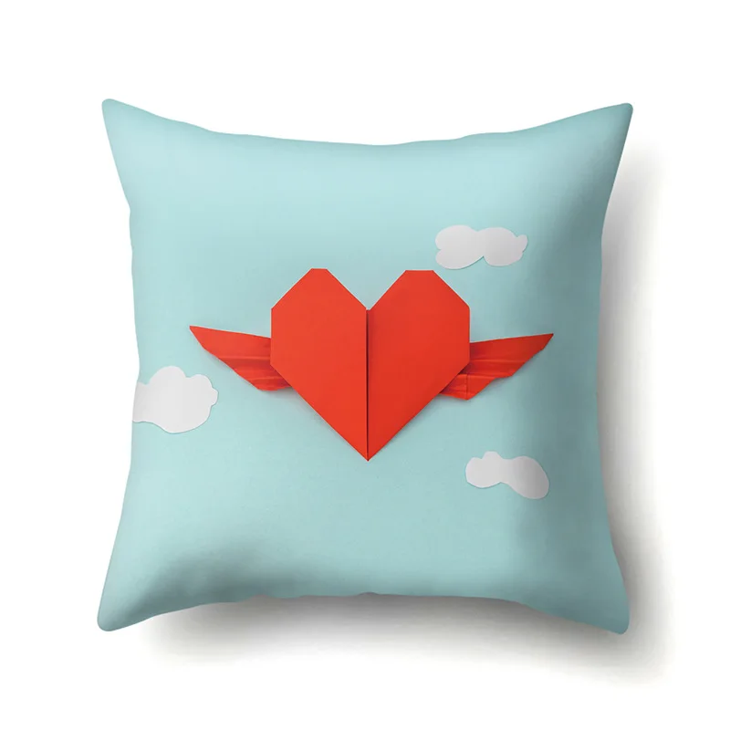 

Cute Cartoon Love Heart Print Cushion Cover Polyester Decorative for Sofa Seat Soft Throw Pillow Case Cover 45x45cm Home Decor